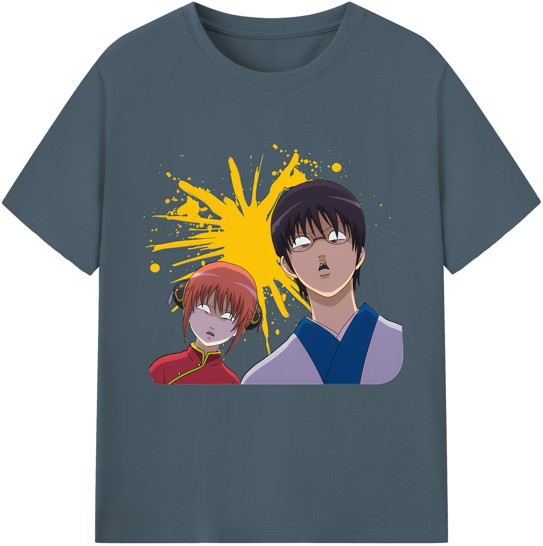 （画像用） ぎんたま 坂田銀時（さかたぎんとき） 神楽 志村新八（しむら しんぱち） GINTAMA Sakata Gintoki Kagura Shimura Shinpachi 綿100％半袖Tシャツ（フロントプリント）